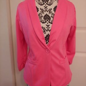 Hot pink ruched sleeve blazer